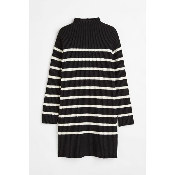 H & M - Geripptes Strickkleid - Schwarz - Damen